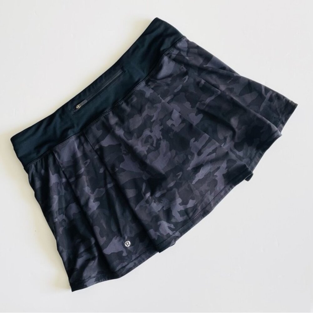 Lululemon SIZE 10 TALL Pace Rival MR midrise pleated skirt - Heritage Multi Camo